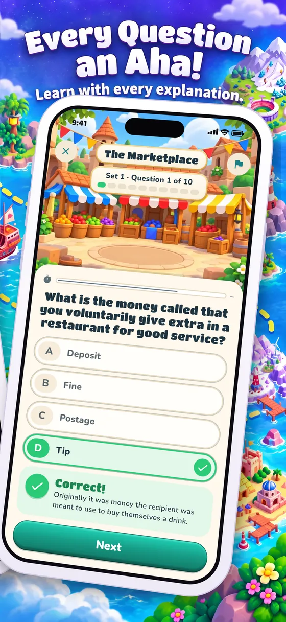 Every Question an Aha! A correctly answered question with its explanation.