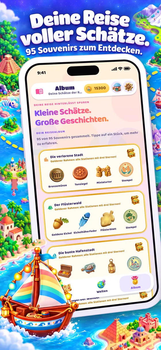 Deine Reise voller Schätze. 95 Souvenirs im Reisealbum.